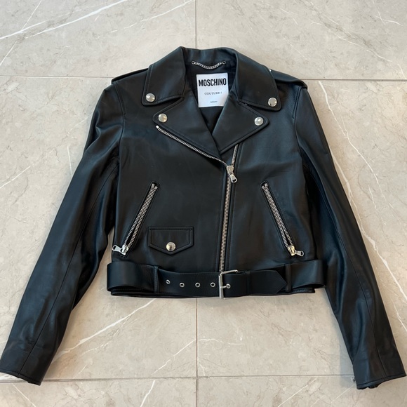 RARE Moschino Harness Leather Biker Jacket - Picture 3 of 5
